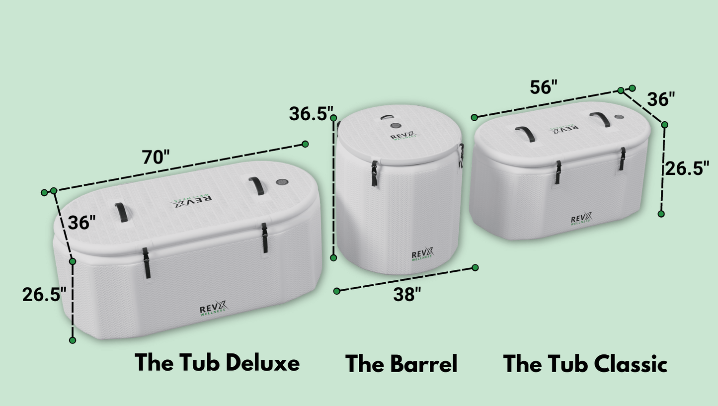 RevX Inflatable Barrel with Inflatable Steps | Portable Cold Plunge Barrel Tub | Fits Up to 6'3"