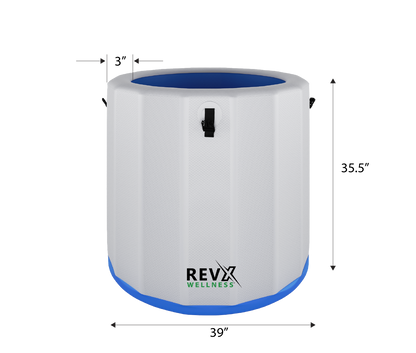 RevX Inflatable Barrel with Inflatable Steps | Portable Cold Plunge Barrel Tub | Fits Up to 6'3"