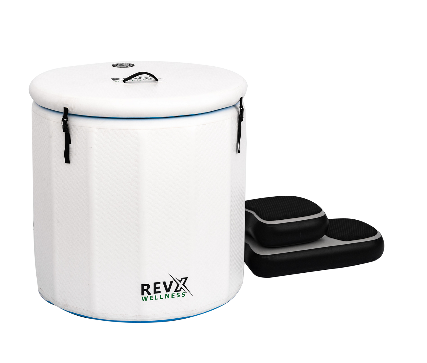 RevX Inflatable Barrel with Inflatable Steps | Portable Cold Plunge Barrel Tub | Fits Up to 6'3"