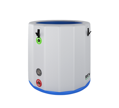 RevX Inflatable Barrel with Inflatable Steps | Portable Cold Plunge Barrel Tub | Fits Up to 6'3"