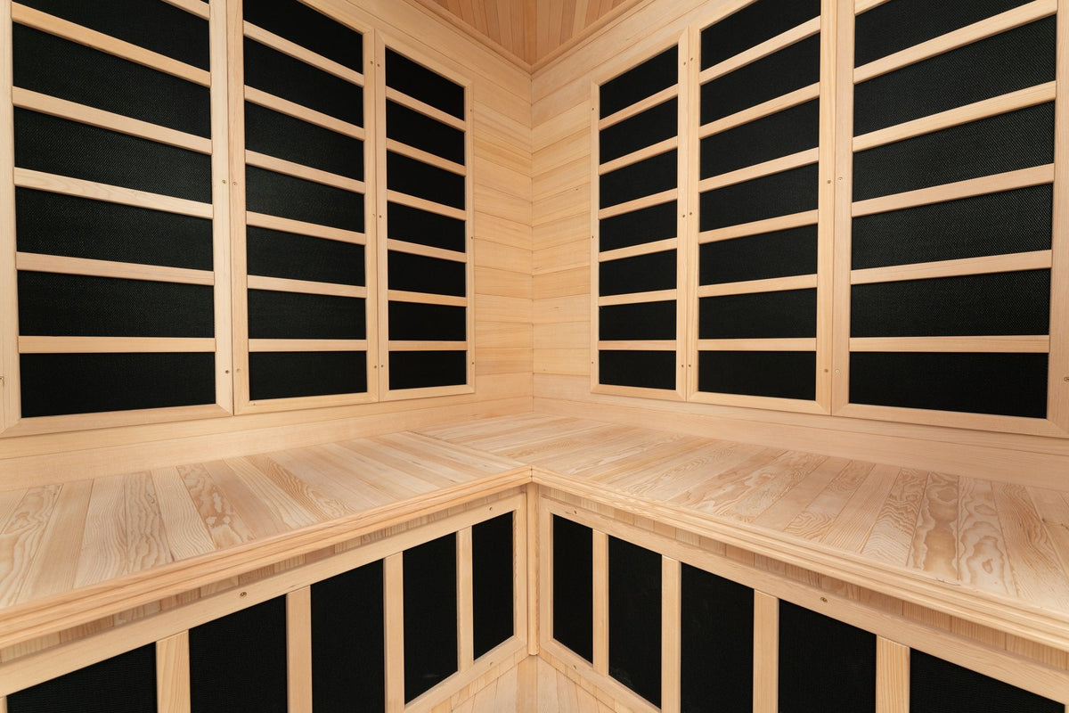 Blisspod Vienna Corner Far Infrared Sauna | 4-5 Person | Canadian Hemlock | Low EMF | 2250W