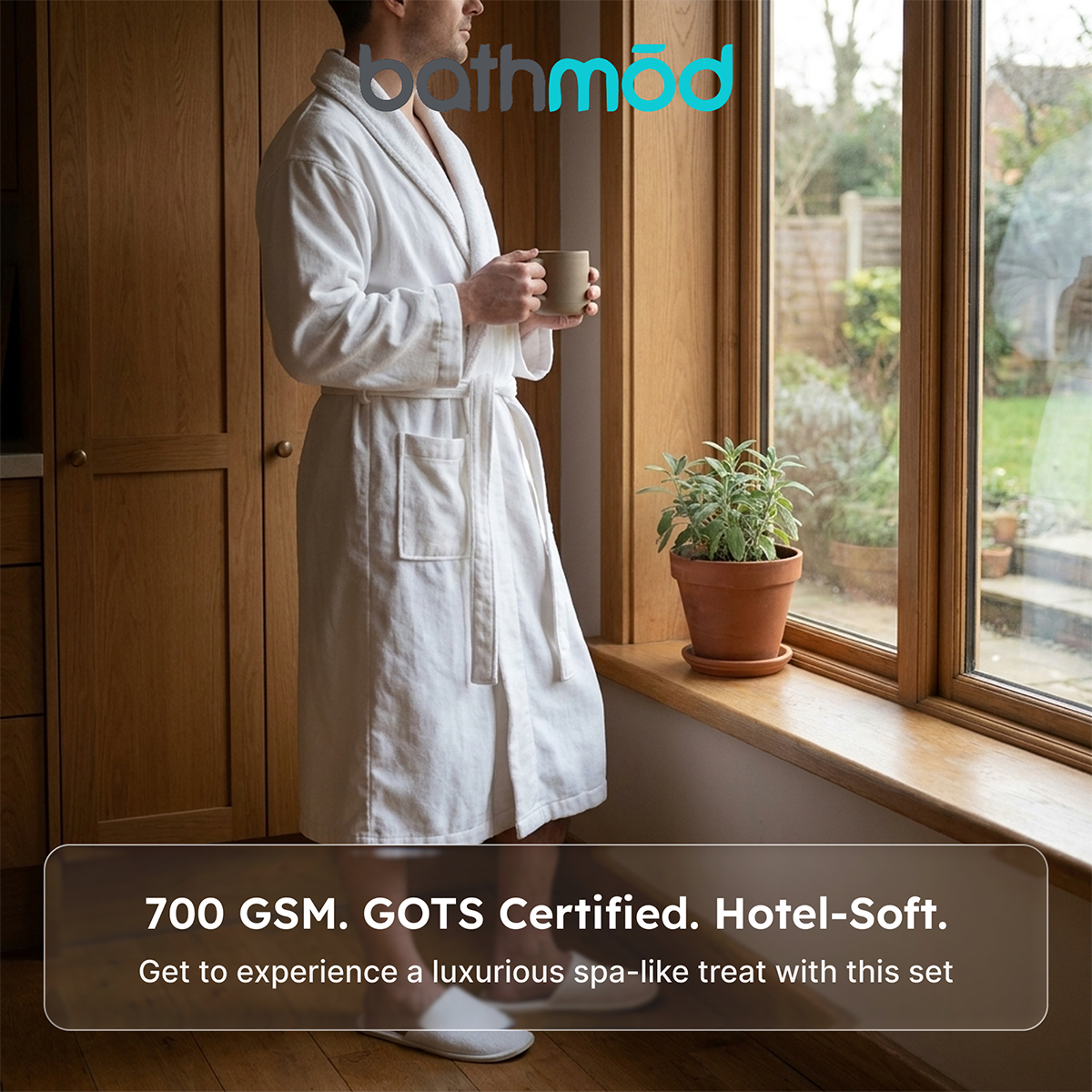 Luxury Organic Cotton Bathrobe & Slipper Set