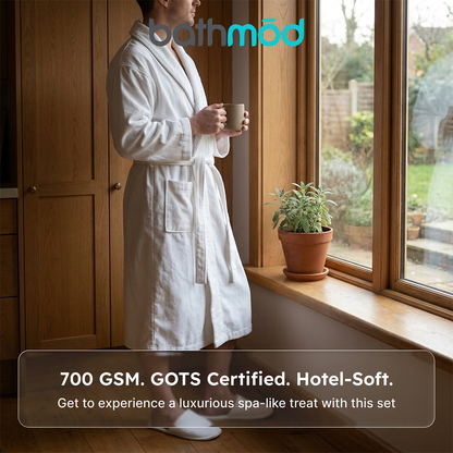 Luxury Organic Cotton Bathrobe & Slipper Set