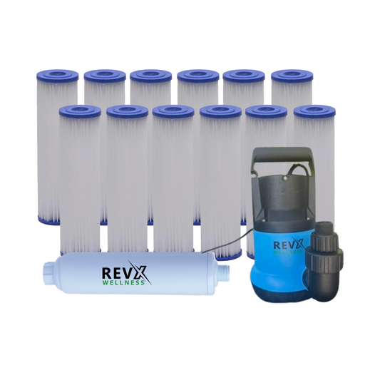 RevX Cold Plunge 1-Year Maintenance Starter Kit | Filters, Drain Pump & Hose Filter
