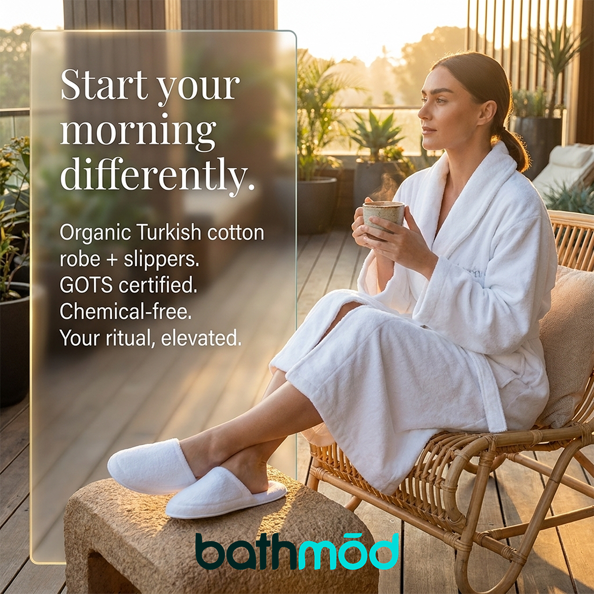 Luxury Organic Cotton Bathrobe & Slipper Set