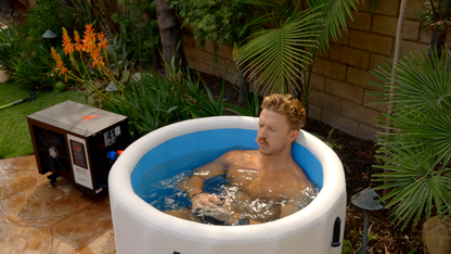 RevX Inflatable Barrel with Inflatable Steps | Portable Cold Plunge Barrel Tub | Fits Up to 6'3"