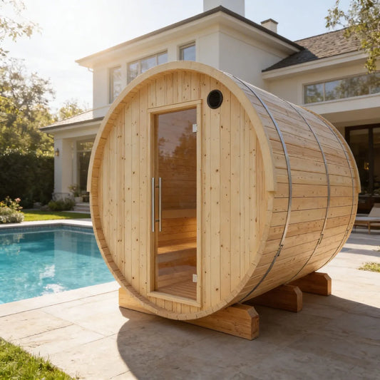Finnish Sauna Builders Tampere | 4-Person Outdoor Barrel Sauna | 8KW WiFi Heater