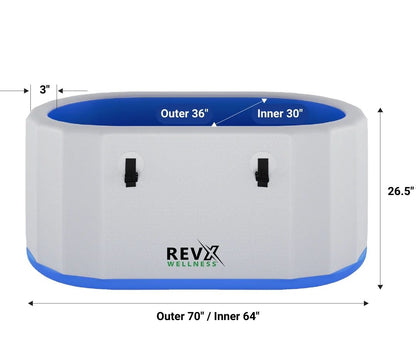 RevX Inflatable Tub Deluxe | Large Inflatable Cold Plunge Tub | 150 Gal | Fits Up to 7'2"