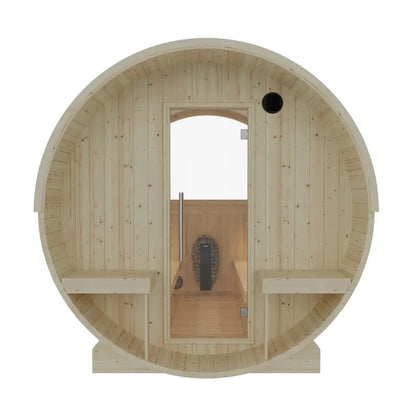 Finnish Sauna Builders Turku | 6-Person Outdoor Barrel Sauna with Terrace | 8KW WiFi Heater