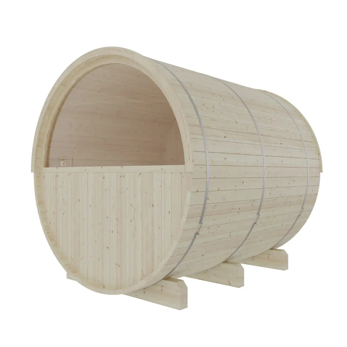 Finnish Sauna Builders Turku | 6-Person Outdoor Barrel Sauna with Terrace | 8KW WiFi Heater
