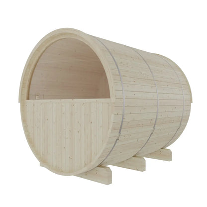Finnish Sauna Builders Turku | 6-Person Outdoor Barrel Sauna with Terrace | 8KW WiFi Heater