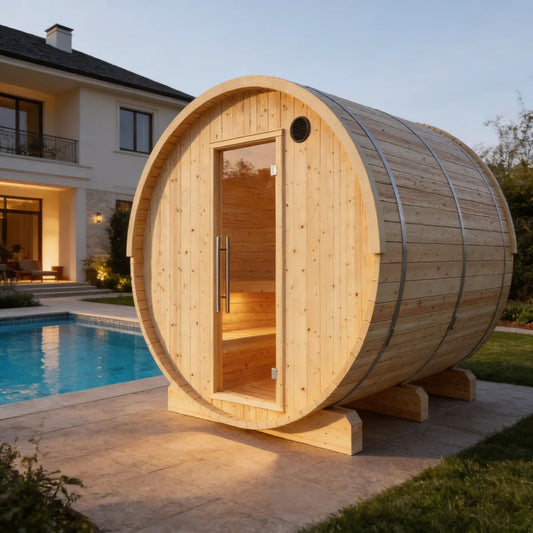 Finnish Sauna Builders Vassa | 6-Person Outdoor Barrel Sauna | 8KW WiFi Heater
