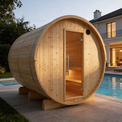 Finnish Sauna Builders Vassa | 6-Person Outdoor Barrel Sauna | 8KW WiFi Heater