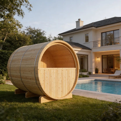 Finnish Sauna Builders Vassa | 6-Person Outdoor Barrel Sauna | 8KW WiFi Heater