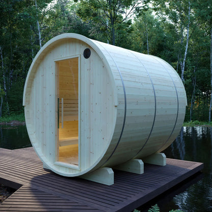 Finnish Sauna Builders Vassa | 6-Person Outdoor Barrel Sauna | 8KW WiFi Heater