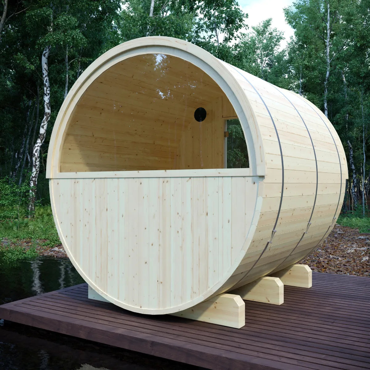 Finnish Sauna Builders Vassa | 6-Person Outdoor Barrel Sauna | 8KW WiFi Heater