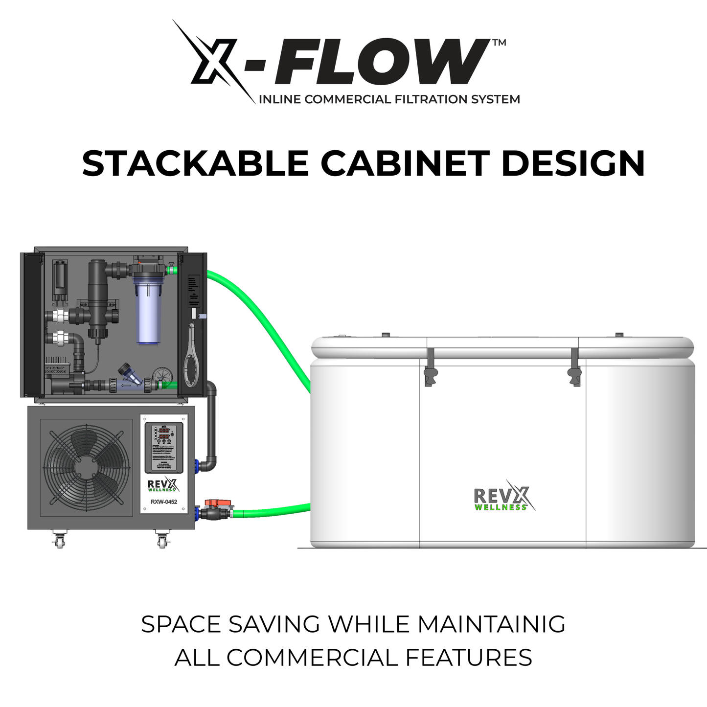 RevX X-FLOW Cold Plunge Filtration System | 200W Pump | 18W UV | 20-Micron Filter