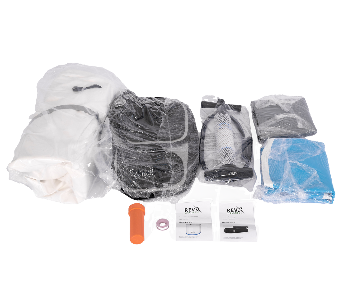 RevX Inflatable Barrel with Inflatable Steps | Portable Cold Plunge Barrel Tub | Fits Up to 6'3"