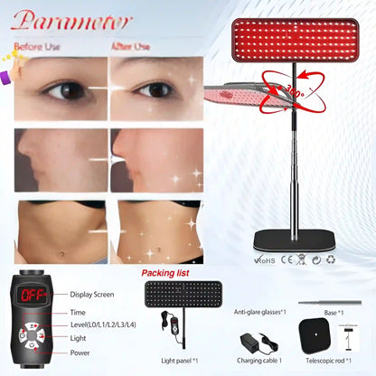 660Nm 850Nm near Infrared Light Panel Red Light Lamp with Timer Face and Body Home Use Relief Pain Device with Adjustable Stand
