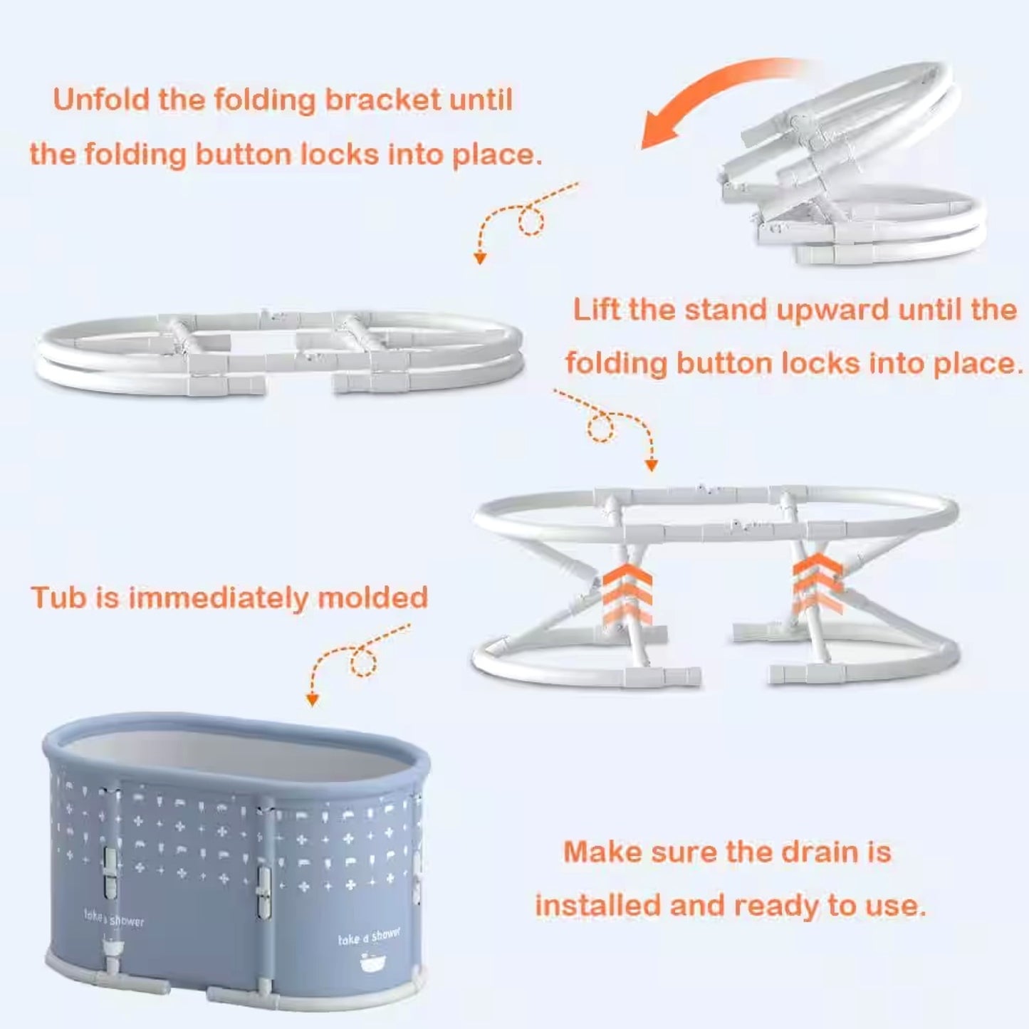 Portable Foldable Bath Tub for Adults No Installation Needed Large Separate Hot SPA Soaking Ice Bathtub Gray
