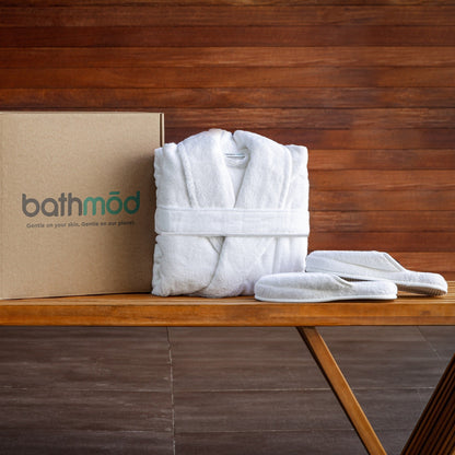 Luxury Organic Cotton Bathrobe & Slipper Set
