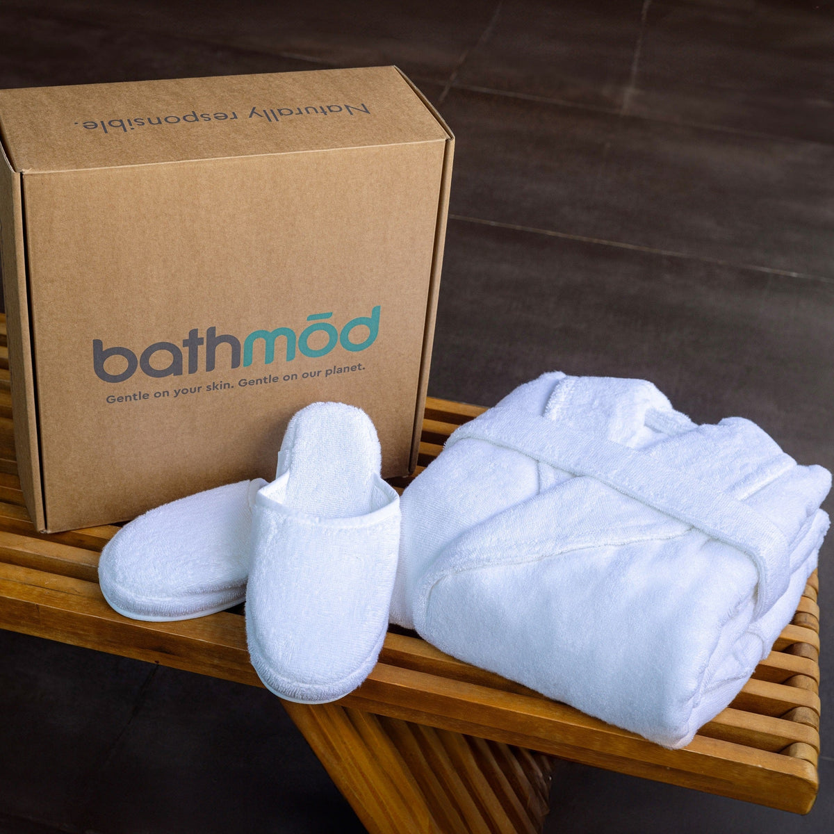 Luxury Organic Cotton Bathrobe & Slipper Set