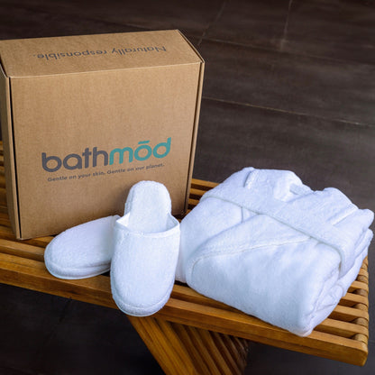 Luxury Organic Cotton Bathrobe & Slipper Set